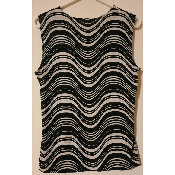 Tapemeasure Blouse Top Large Striped Sleeveless Round Neck Pullover (AI) - Picture 4 of 4